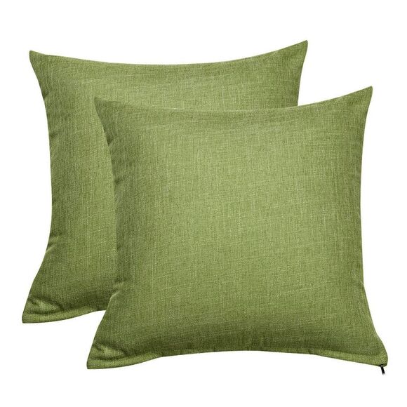 2pcs Linen Throw Pillow Covers Blank Cotton Square Cushion Cover Green - Picture 1 of 6